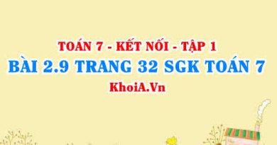 Bài 2.9 trang 32 SGK Toán 7 tập 1 Kết nối tri thức